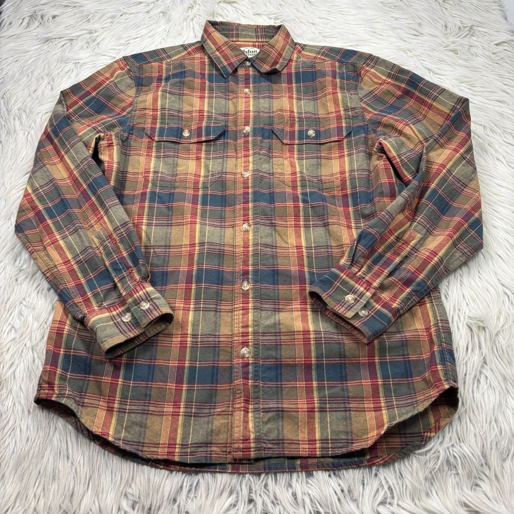 Orton Brothers Men's M Woven Cotton Plaid Shirt Green Red Blue Tan Preppy Fall